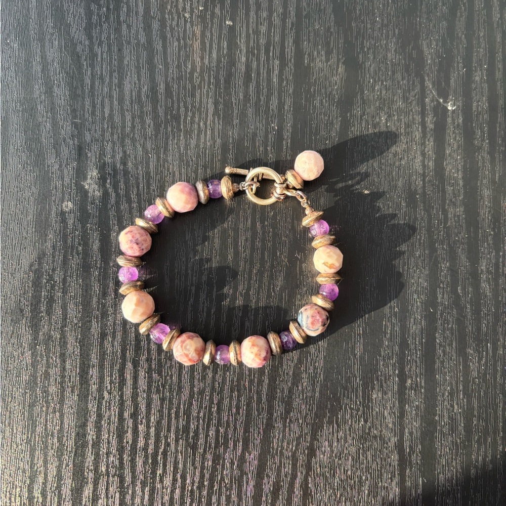 Purple and Silver Beaded Bracelet
